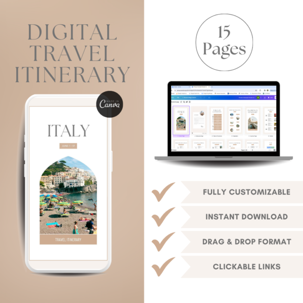 Digital Travel Itinerary  (Tan)